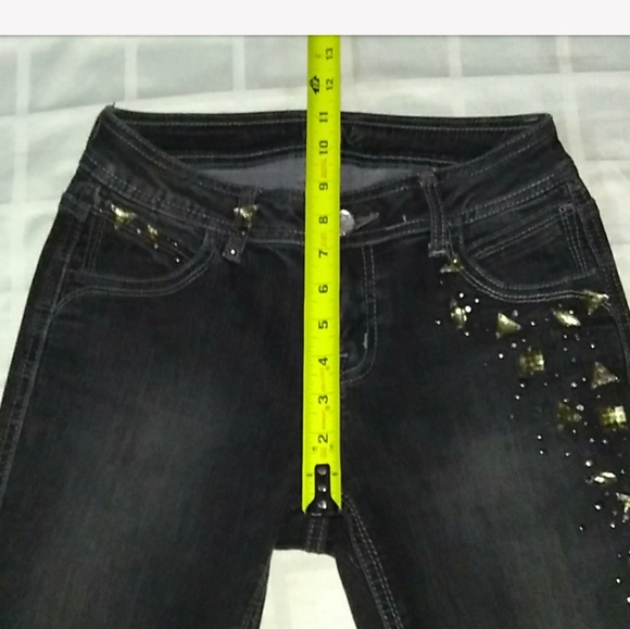 Cache Rhinestone Embellished Distressed Denim - Picture 9 of 16